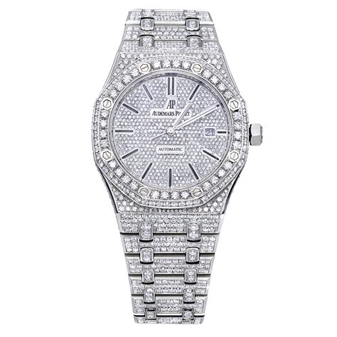 audemars piguet royal oak white gold iced out diamond encrusted|royal oak ap watch price.